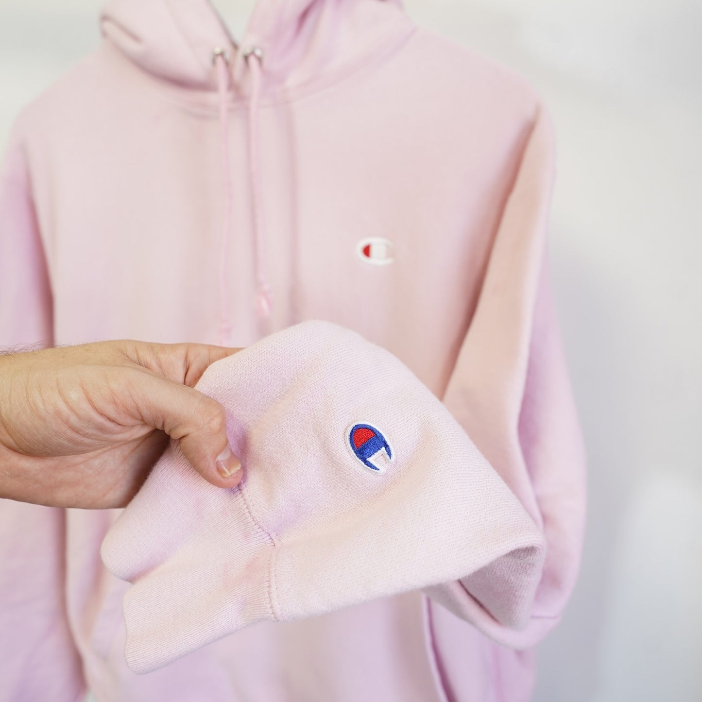 (L) Champion Reverse Weave Pink Hoodie Men's L Essential Minimalist Y2K