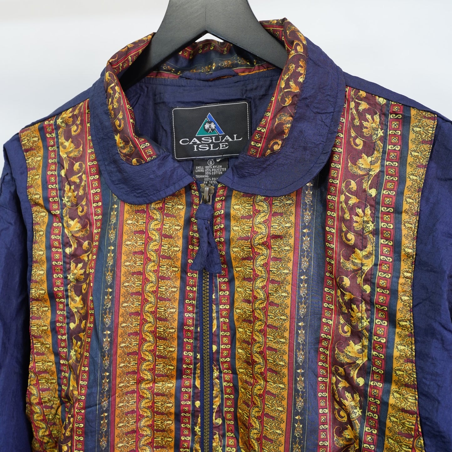 (S) Vintage Casual Isle 90s Golden Chanel-Esque Windbreaker Jacket Men's S Blue