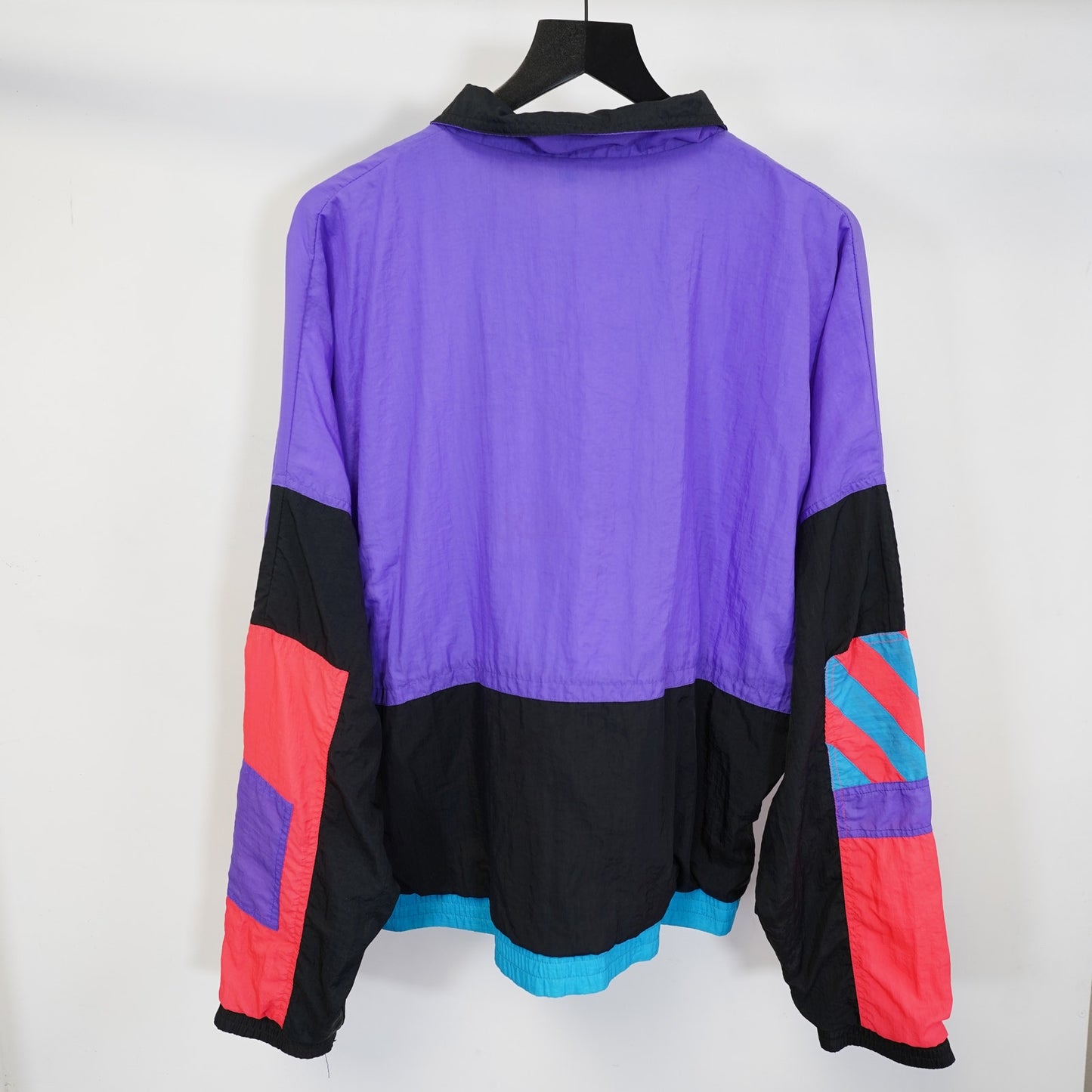 (XL) Vintage 90s Puma Windbreaker Jacket Men's XL Blue Purple Neon Pink Retro Running