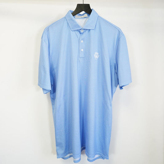 (XL) Holderness & Bourne Golf Polo Shirt Men's XL Light Blue Tailored Fit Jet Print