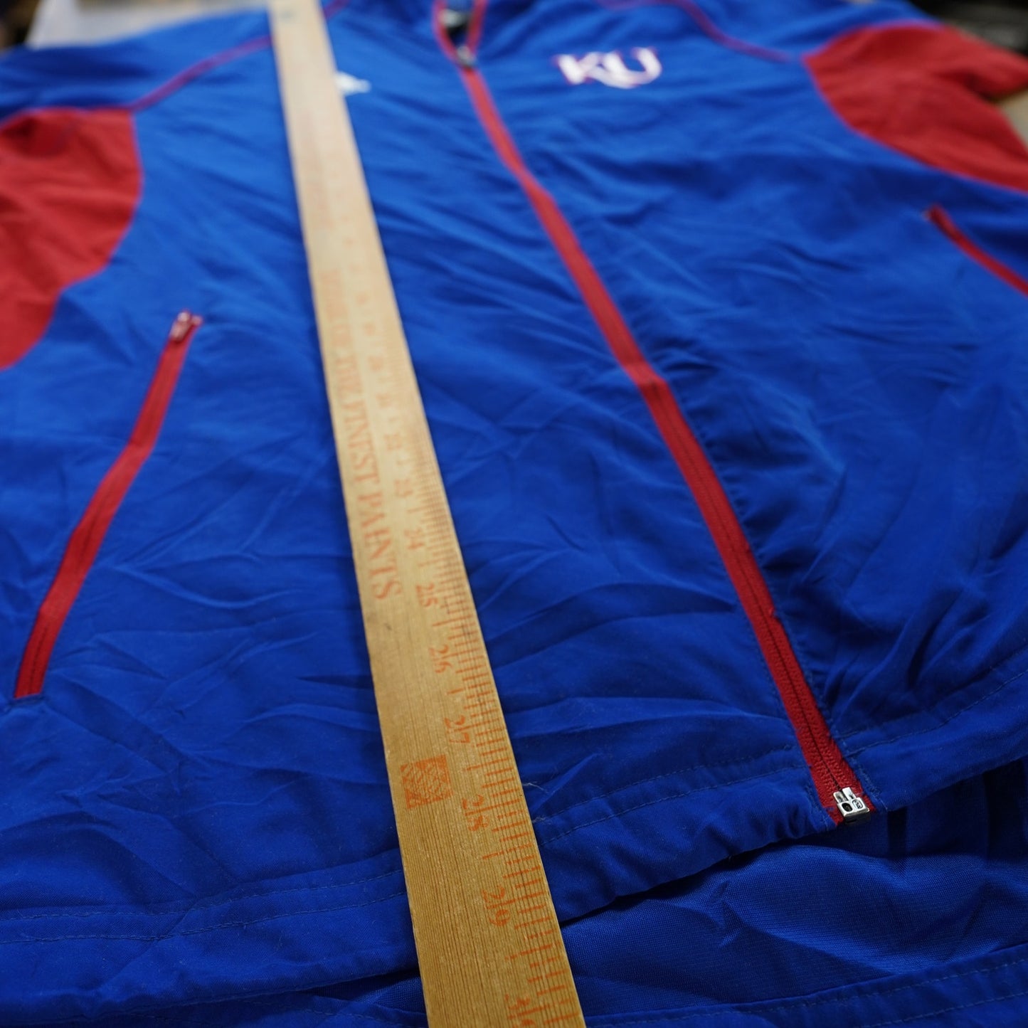 (S) Adidas Kansas Jayhawks Embroidered Windbreaker Track Jacket Men's S Blue