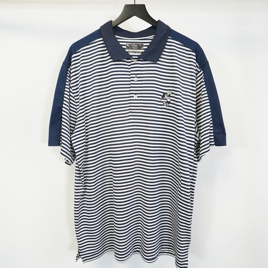 (XL) Mickey Mouse Embroidered Disney Links Tech Golf Polo Shirt Mens XL Striped Blue
