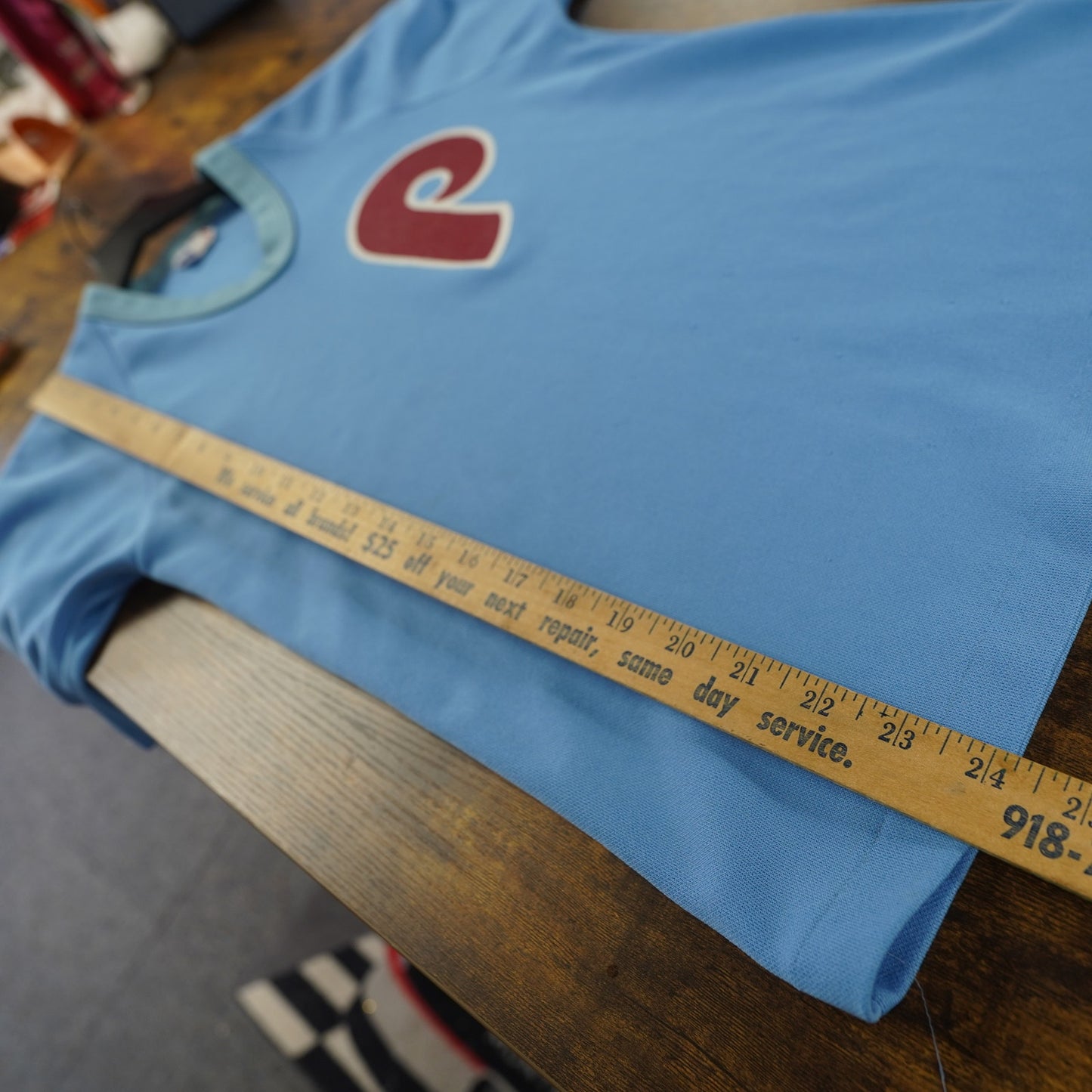 (XS) True Vintage Philadelphia Phillies Baseball Jersey Men's XS Light Blue MLB 80s