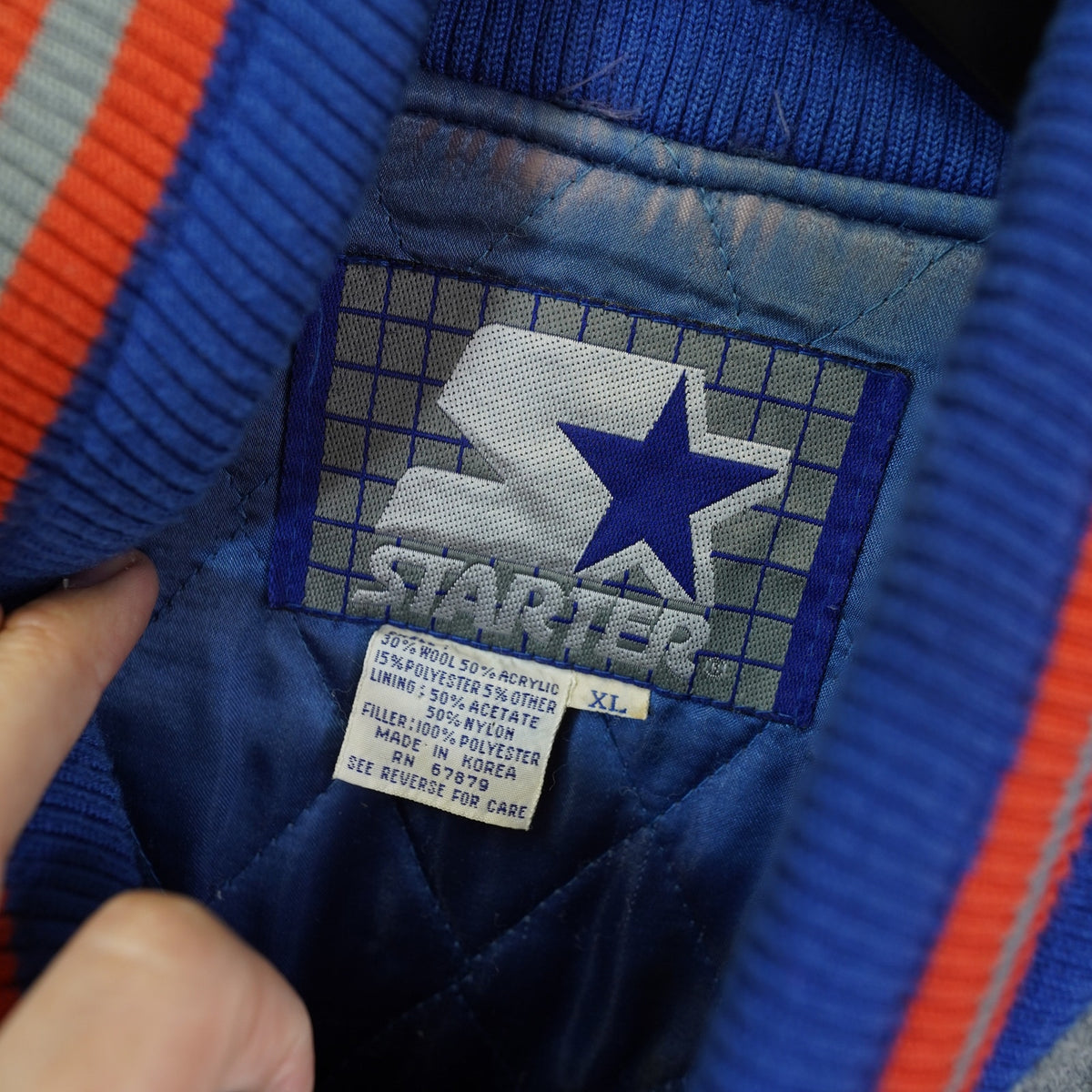 (XL) Vintage NY Mets Starter Wool Varsity Jacket Embroidered Men's XL 90s Gray Blue