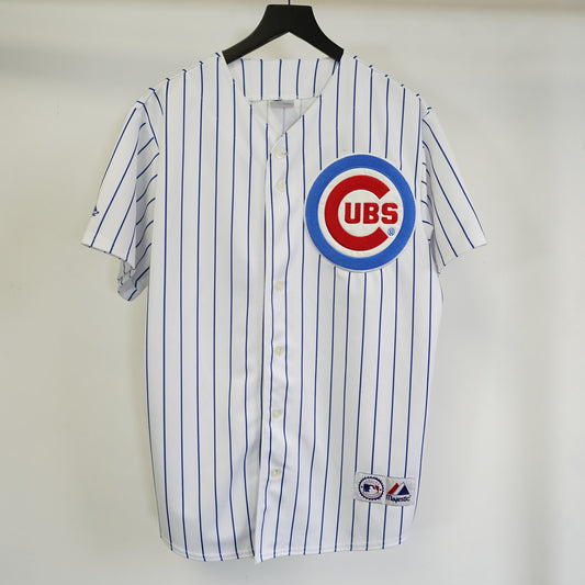 (M) Majestic Chicago Cubs Pinstripe Kenny Wood Authentic Vintage MLB Jersey