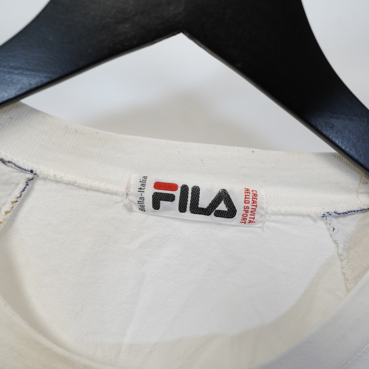 (M) Vintage 80s Fila Made In Italy Tennis Sweatshirt Men's M White Navy