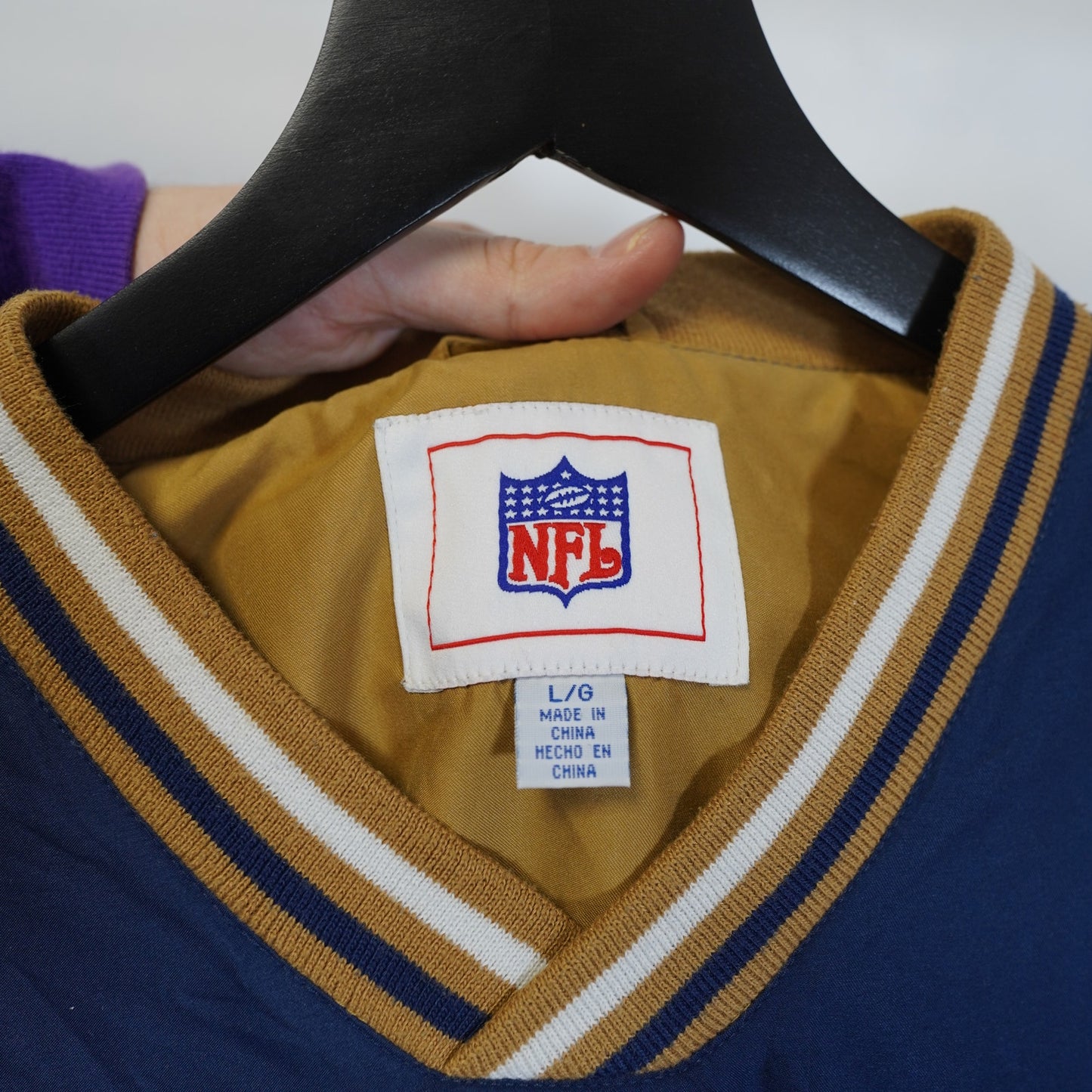 (L) Vintage St. Louis LA Rams Embroidered Windbreaker Pullover Jacket Men's L Blue