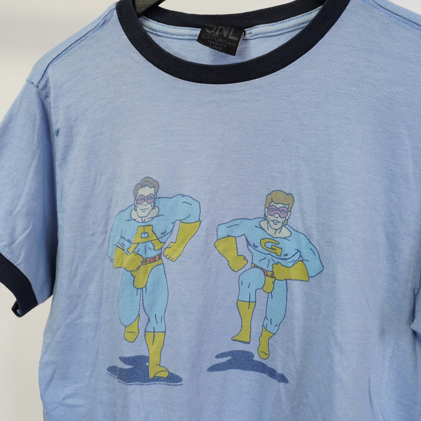 (L) Vintage SNL Ambiguously Gay Duo Ringer Blue T-Shirt Size L 2000’s Saturday Night