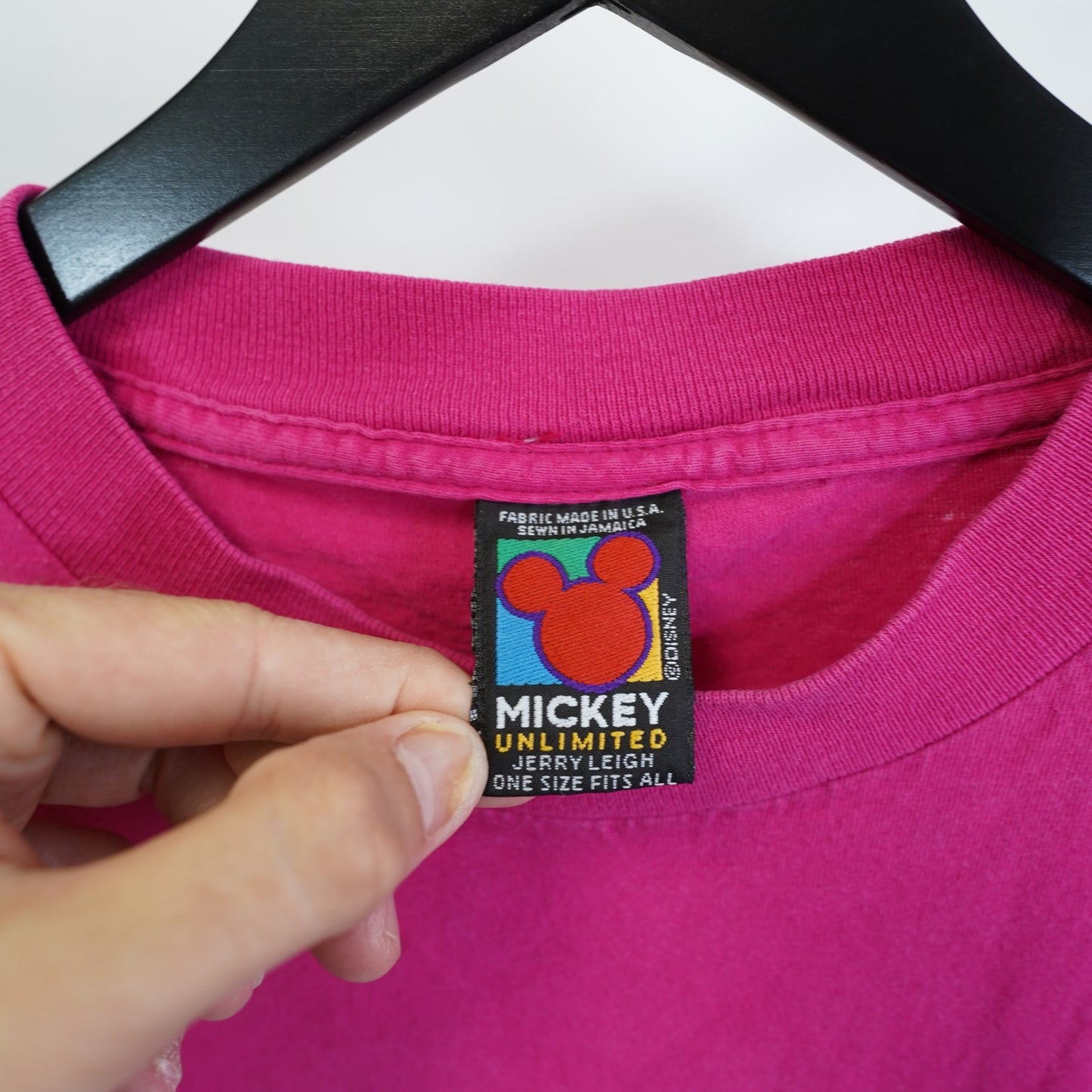 (L) Vintage Mickey & Minnie Mouse 90s Tropical T-Shirt Unisex L Jerry Leigh Pink