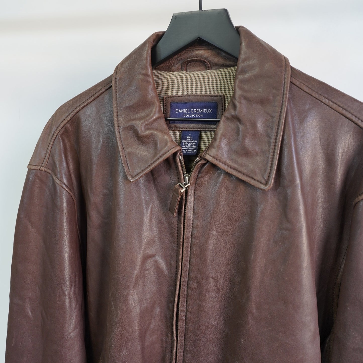 (L) Vintage Daniel Cremieux Lambskin Leather Zip Jacket Men's L Brown