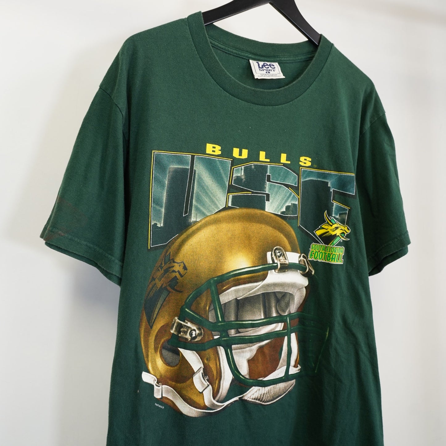 (L) Vintage USF Bulls Football Lee Sport T-Shirt Men's L Green South Florida
