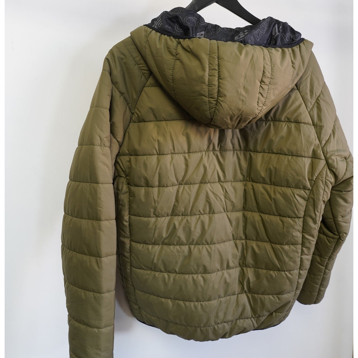 (L) New Balance Hooded Puffer Tech Jacket New w/Tags Olive Green Full Zip