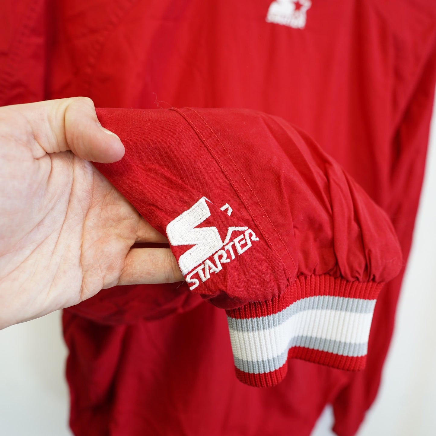 (XL) Vintage Ohio State Buckeyes Starter Pullover Windbreaker Men's XL Red 90s Sewn