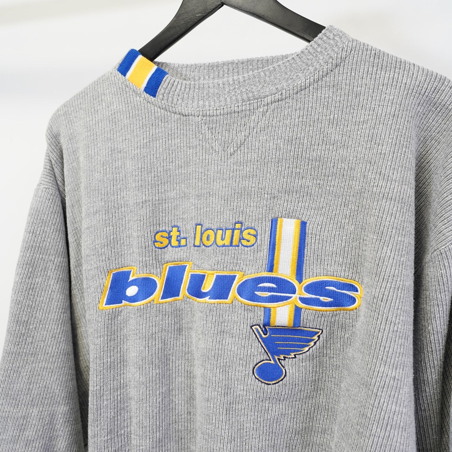 (L) Vintage St. Louis Blues Logo Athletic Stitched Gray Sweatshirt Men's L Gray 90s