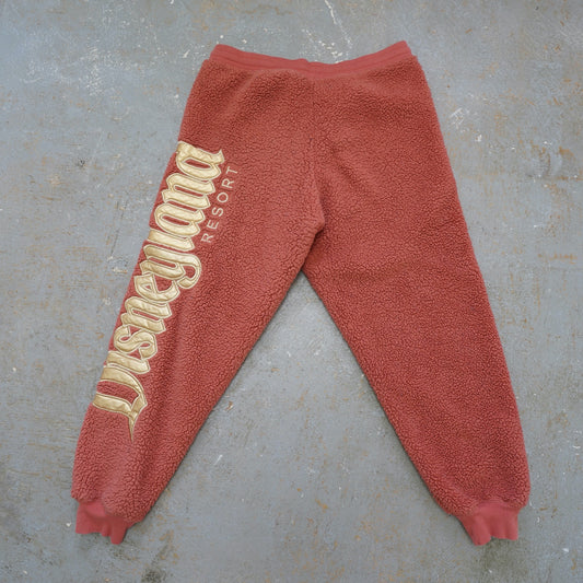 (Women's L) Disneyland Resort Spirit Jersey Deep Pile Fleece Jogger Sweatpants Womens L Pink