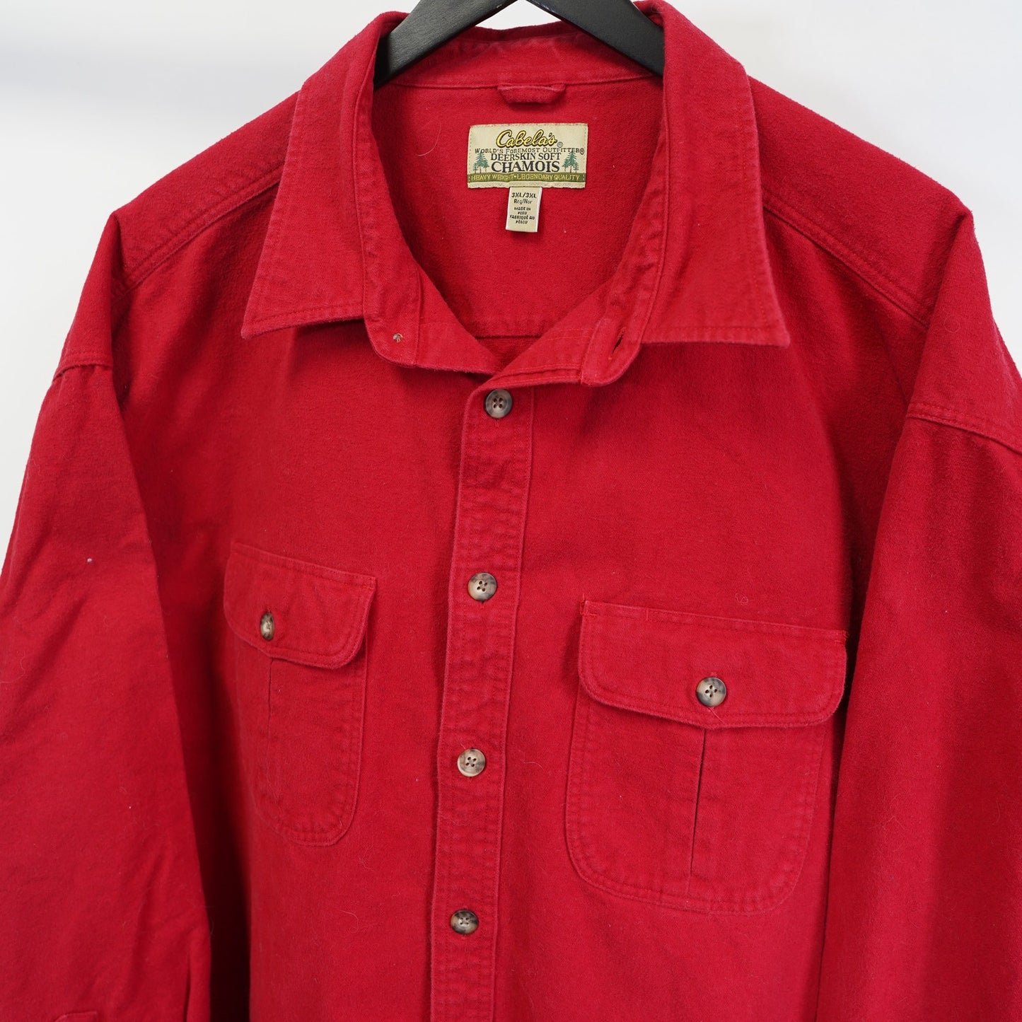 (3XL) Vintage Cabela's Deerskin Chamois Button Up Men's 3XL Red Hunting Outdoor Hiking