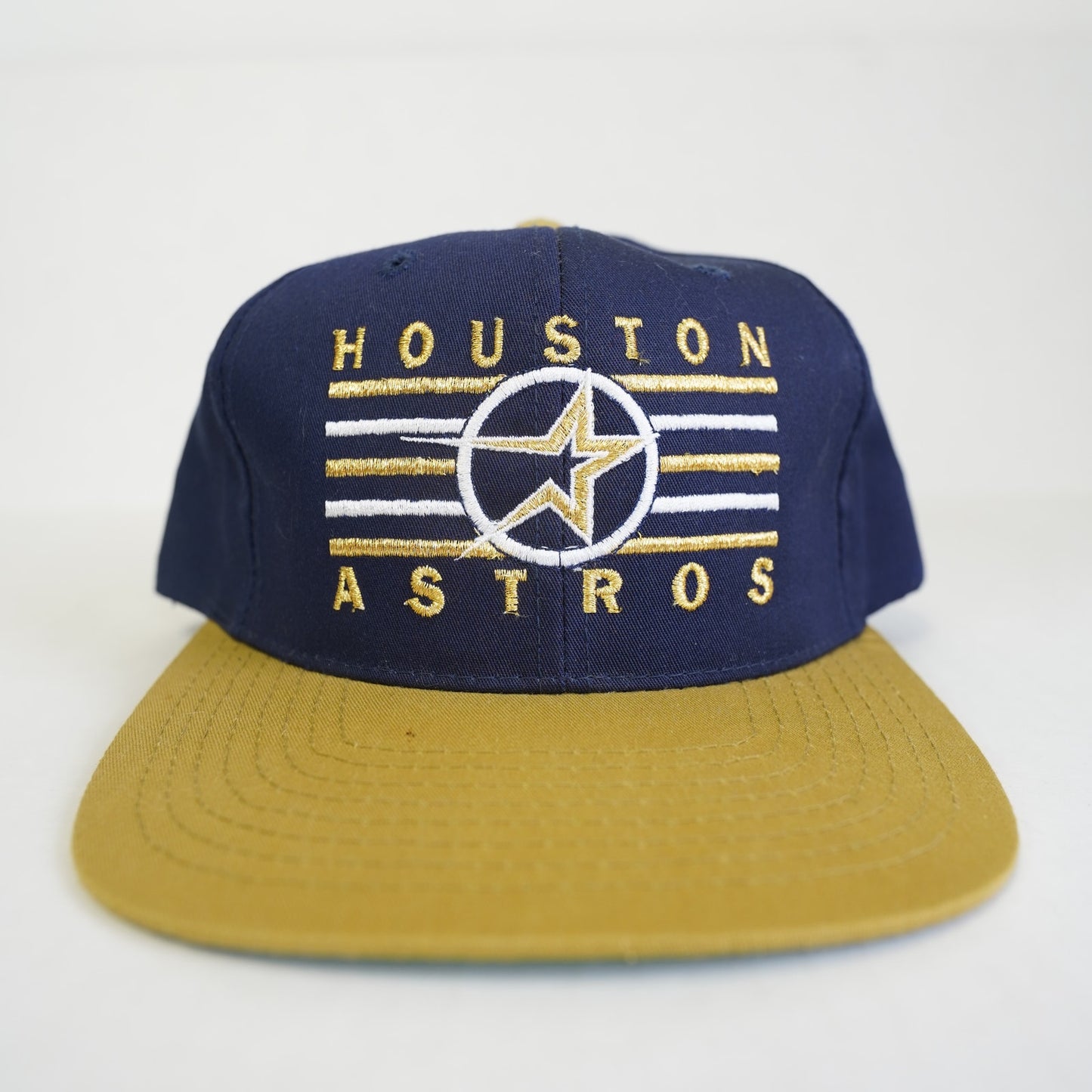 Vintage Houston Astros Annco Pro Model 90s Snapback Hat Navy Blue Gold Baseball