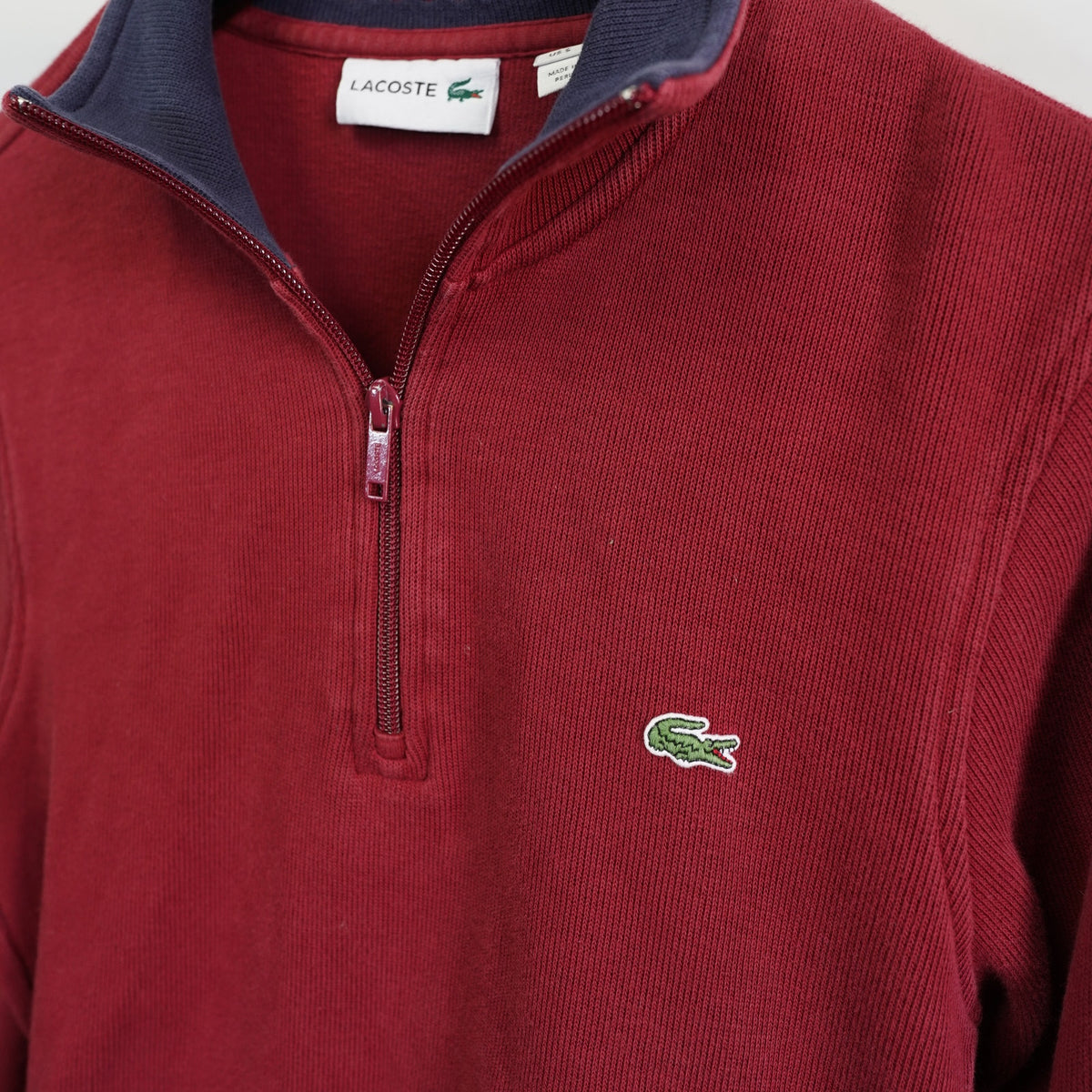 (S) Lacoste 1/4 Zip Pullover Sweater Men's Size S Red Alligator Preppy Casual