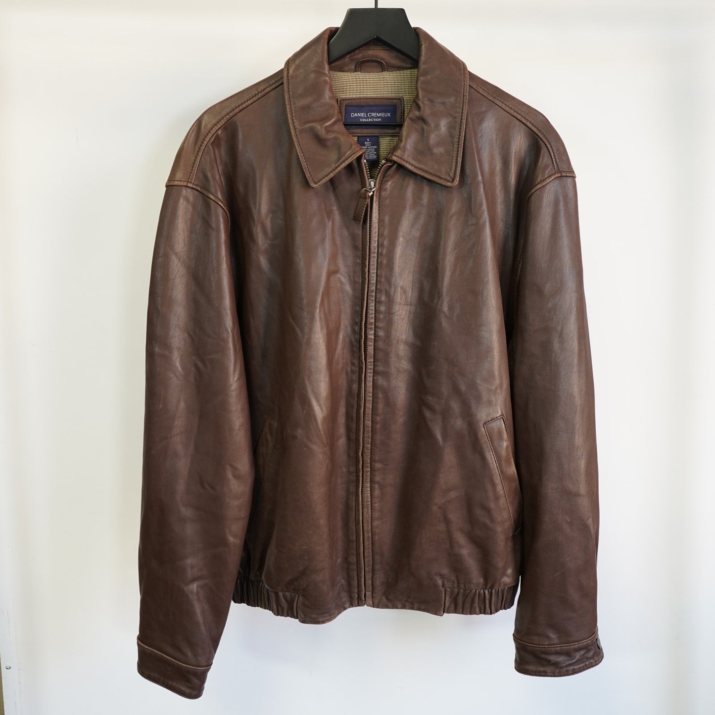 (L) Vintage Daniel Cremieux Lambskin Leather Zip Jacket Men's L Brown