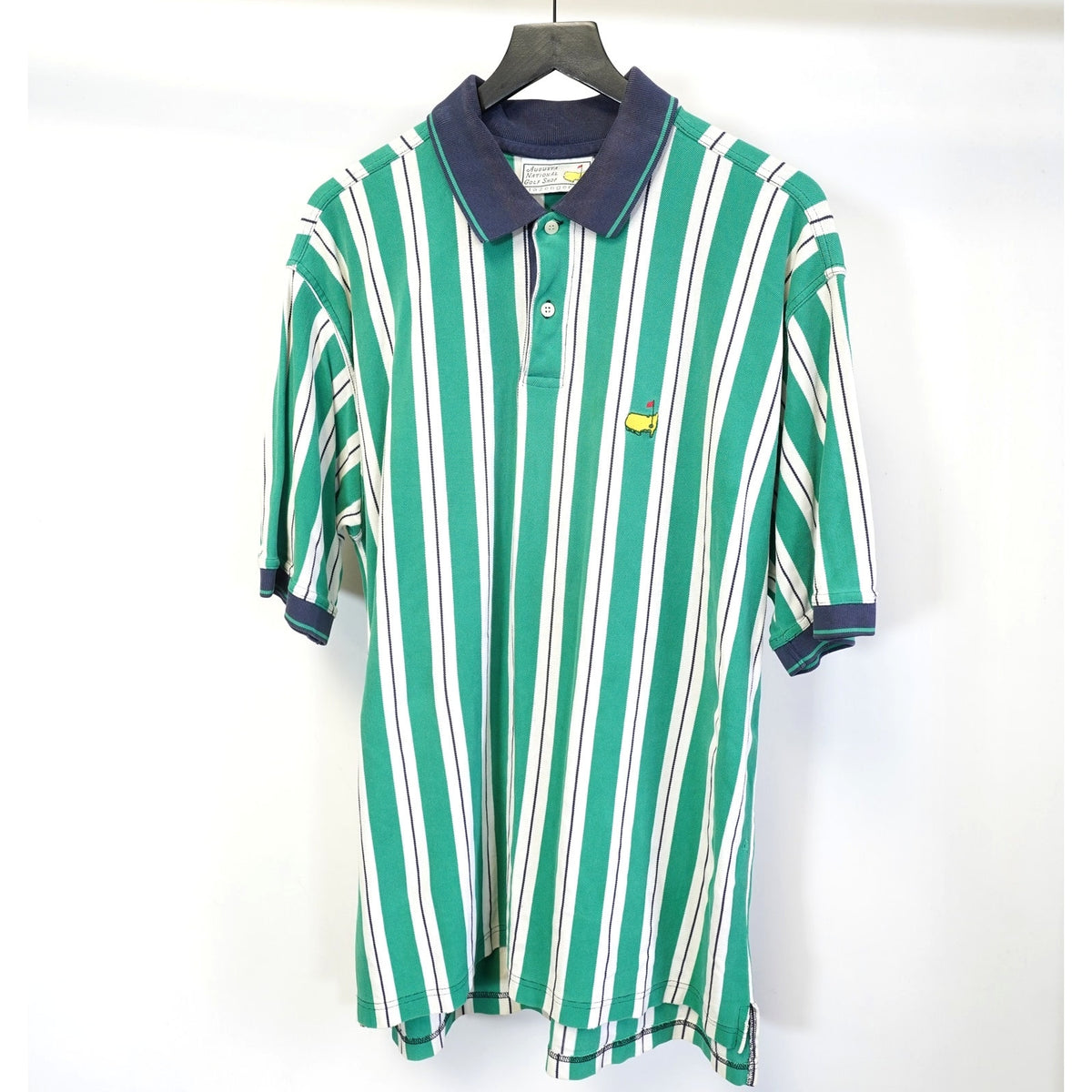(XL) The Masters 90s Vertically Striped Golf Polo Shirt Slazenger Men's XL Green