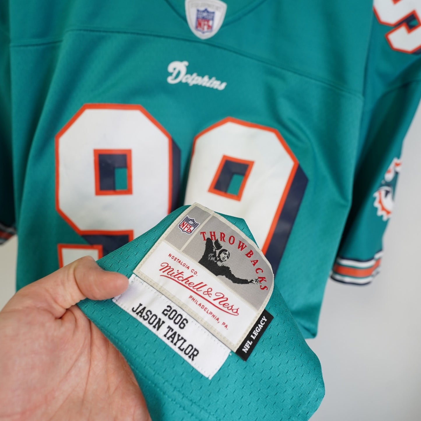 (XL) Miami Dolphins Jason Taylor #99 Mitchell & Ness Football Jersey Men's XL Sewn
