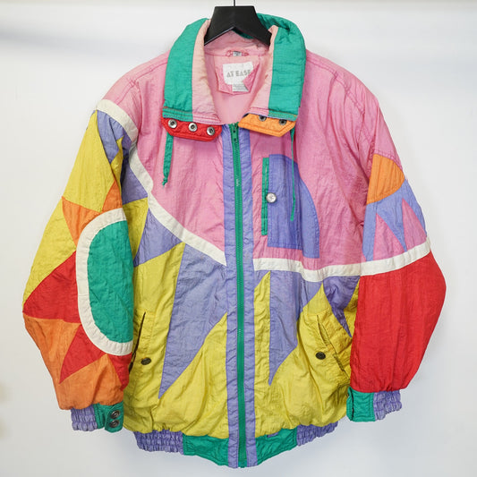 (Women's M) Vintage 90s Colorblock Ski Puffer Jacket Women's M Multicolor Retro 80s At Ease