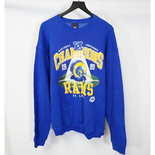(XL) Vintage St. Louis LA Rams 1999 Superbowl Champions Sweatshirt Men's XL Blue Gold
