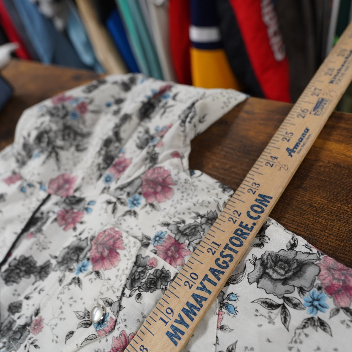 (L) True Vintage 1970s Floral Pearl Snap Wide Collar Western Button Up Shirt Men's L
