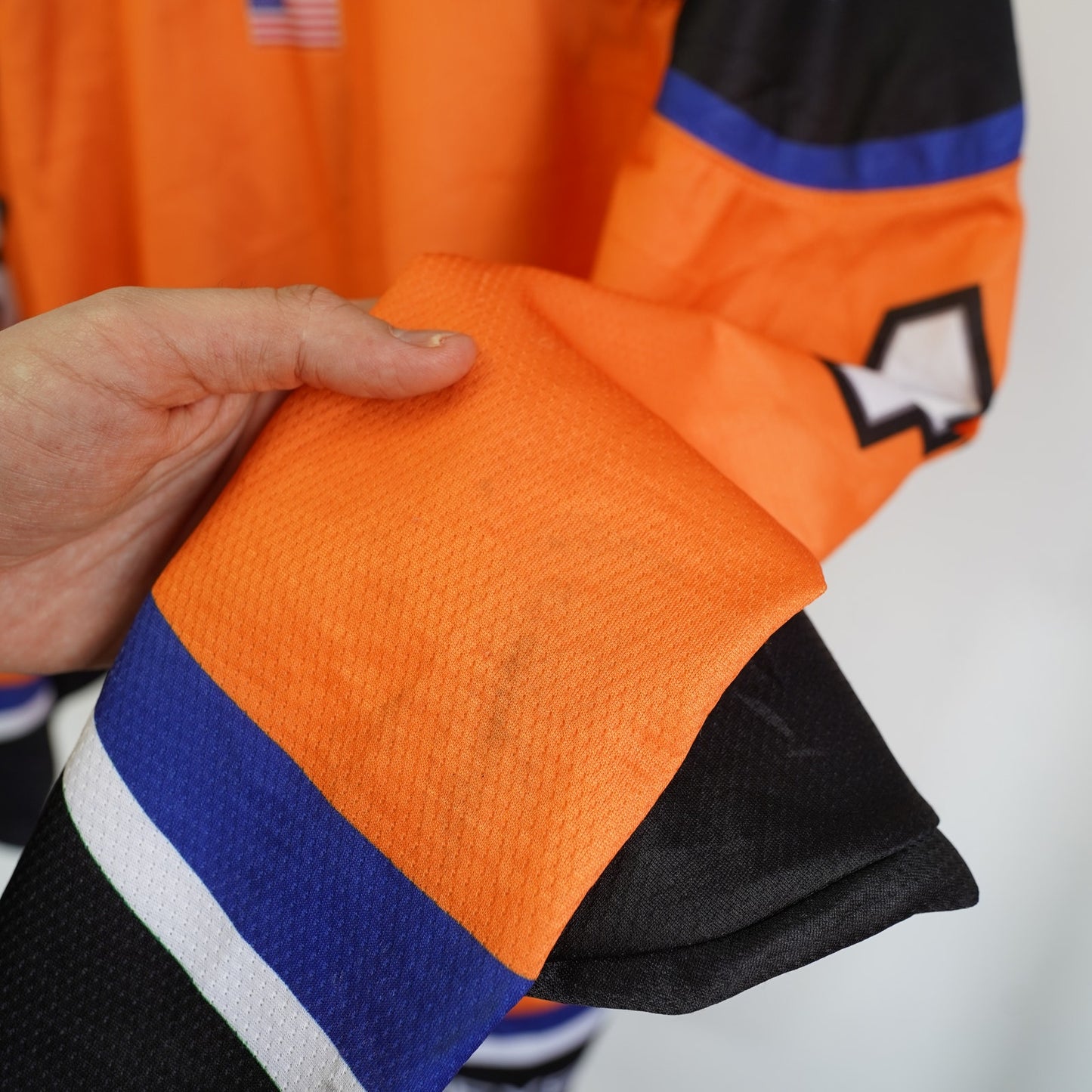(M) Vintage Minnesota Spitfires Orange Hockey Jersey Mens M Fighter Plane Streetwear