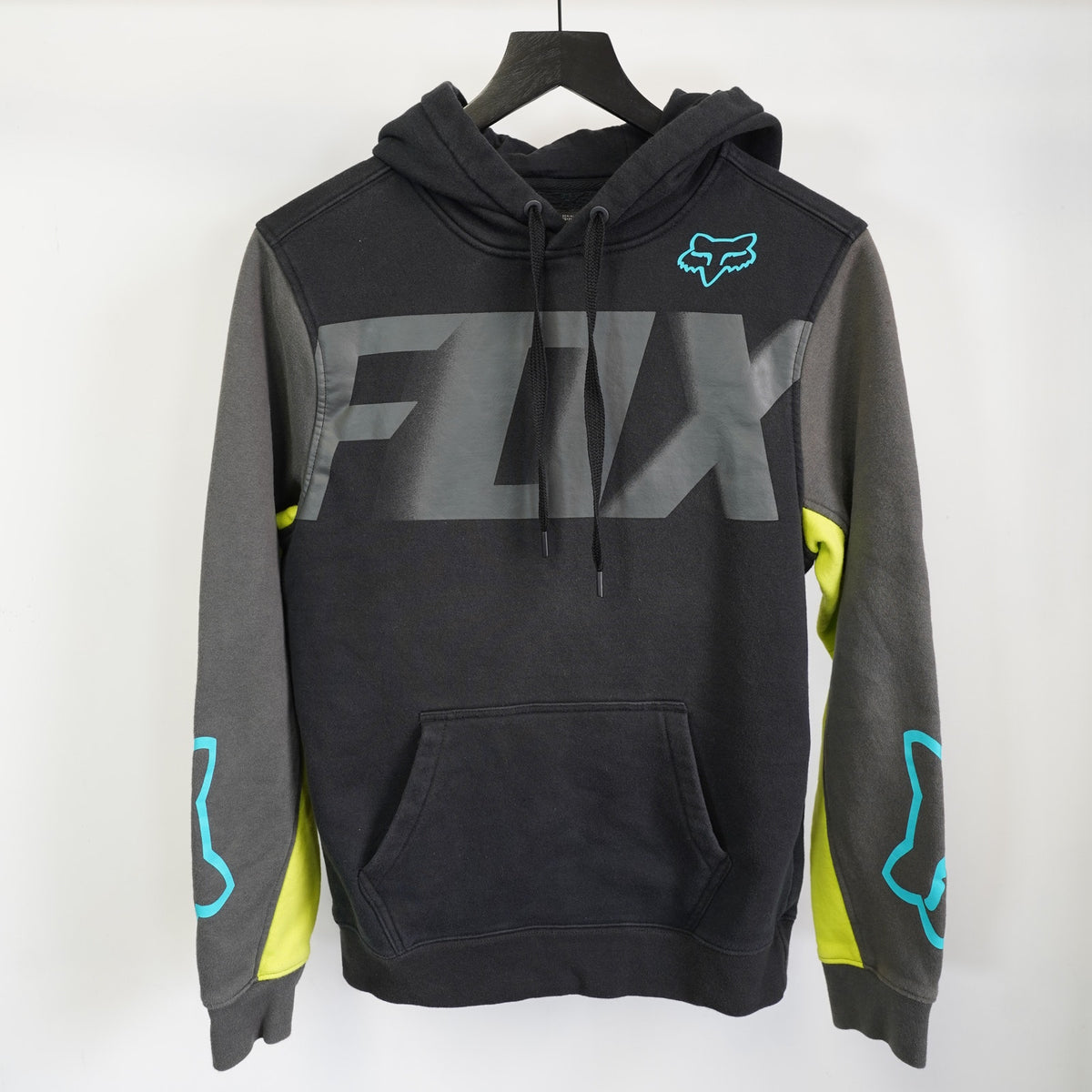 (S) Fox Racing Y2K Motocross Hoodie 2000s Men's S Black Gray Motorcycle Jacket