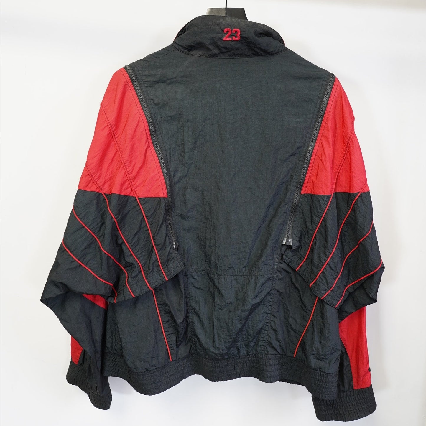 (M/L) Vintage Nike Air Jordan Flight 1989/90 Convertible Jacket Men's Large Black Red