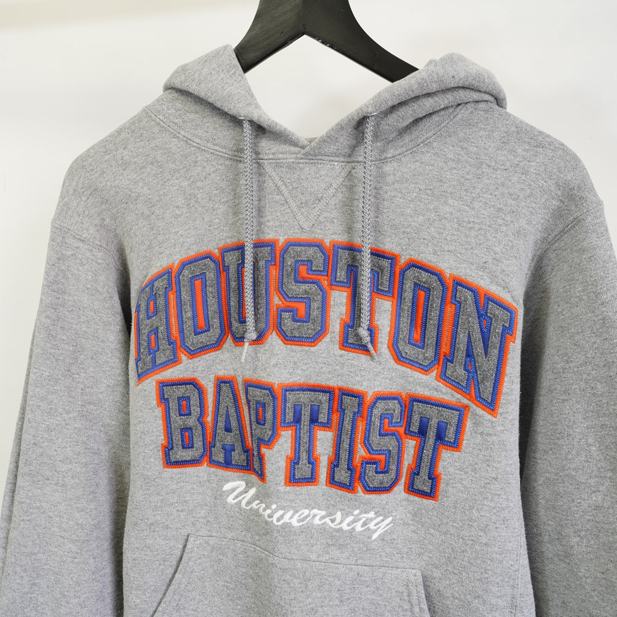 (S) Houston Baptist University Embroidered Russell Athletic Hoodie Men's S Gray Sewn