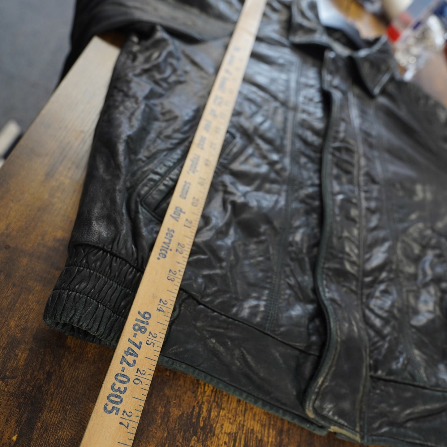 (M) Vintage London Fog Genuine Leather Motorcycle Bomber Jacket Men's M Black Soft