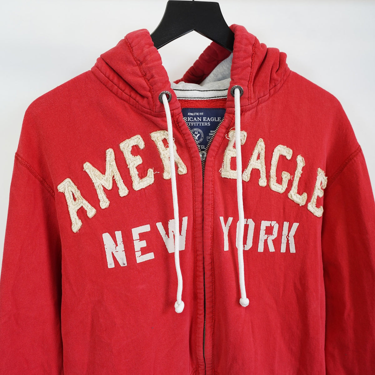 (XL) Vintage American Eagle Y2K Sewn Full Zip Hoodie Men's XL Athletic Fit Red 2000s