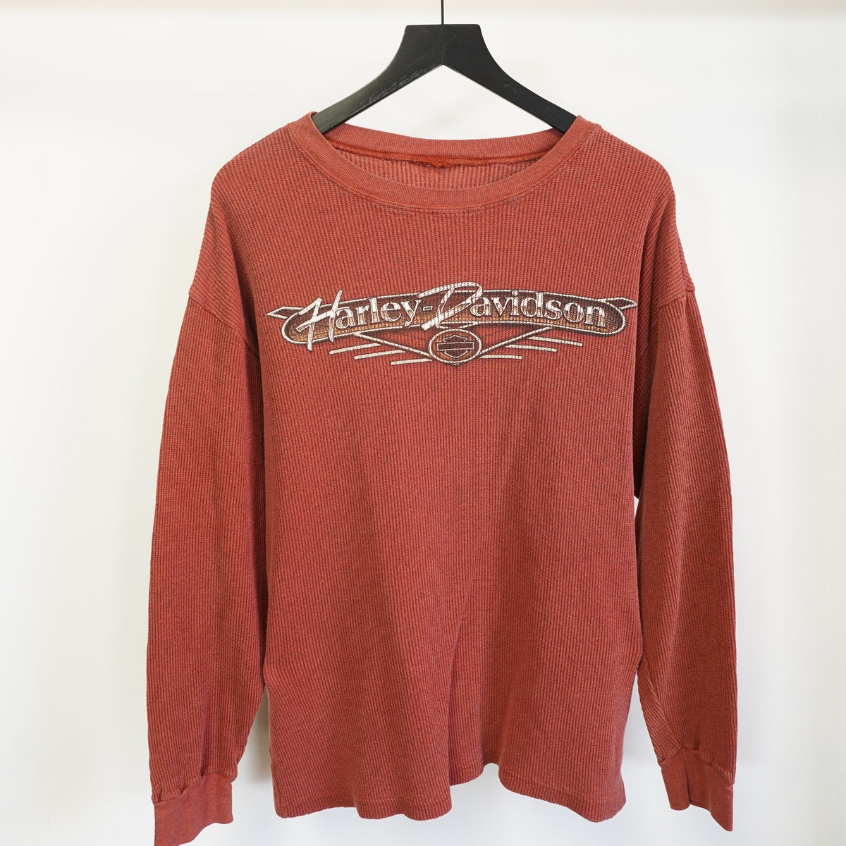 (XL) Vintage Harley Davidson Motorcycles Longsleeve Thermal Men's XL Red Biker Y2K