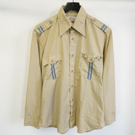 (L) True Vintage Levi's Strauss Khaki Military Button Up Shirt Men's L 70s Workwear