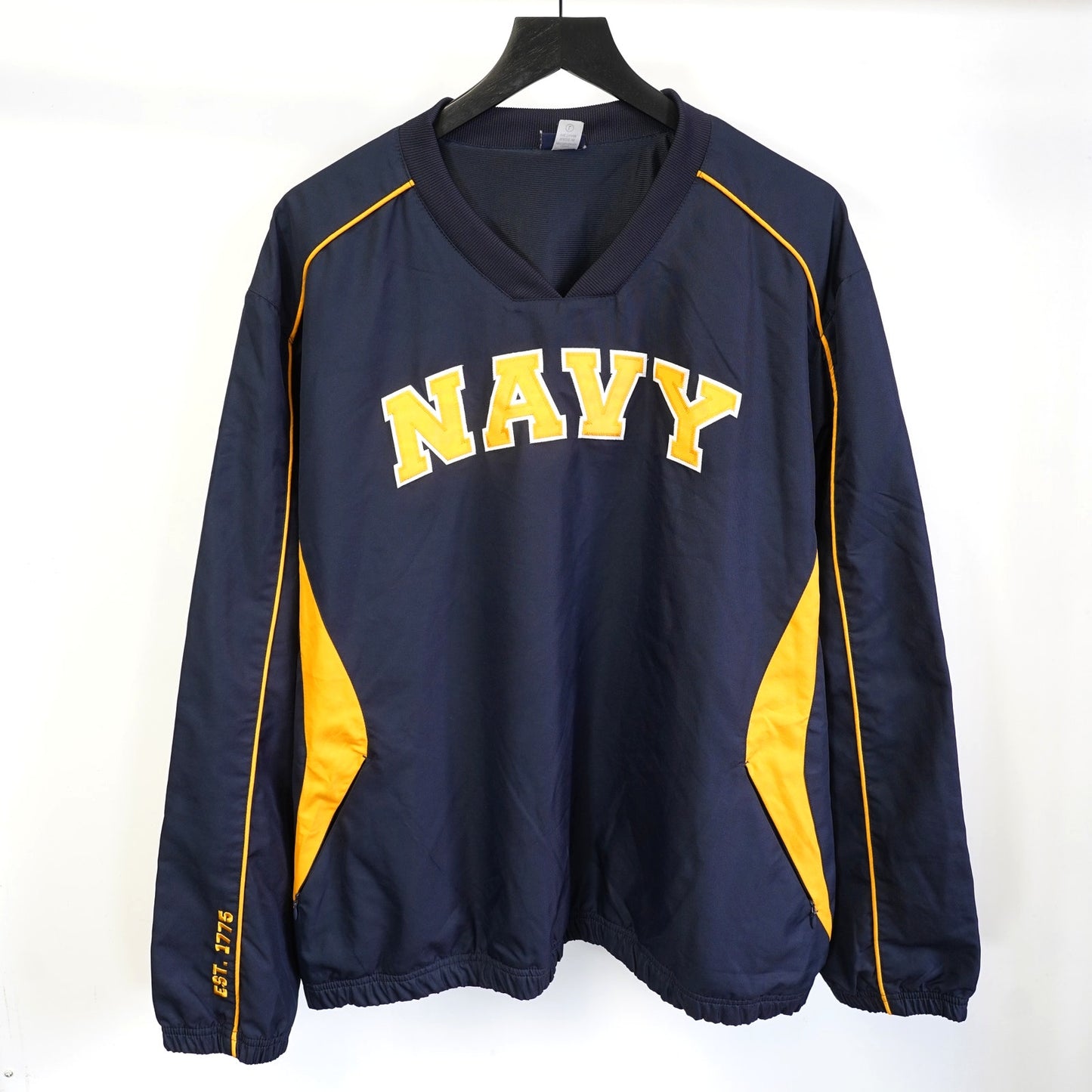 (L) Vintage US Navy Midshipmen Pullover Windbreaker Jacket Men's L Blue Gold Retro
