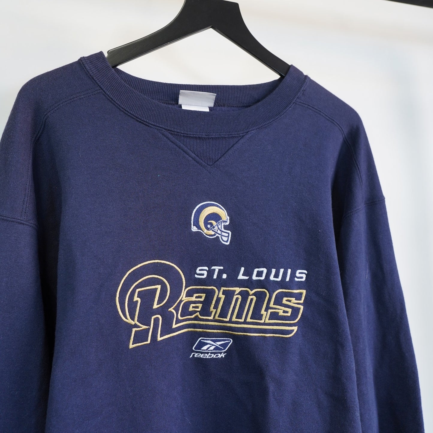 (XL) Vintage St. Louis Rams LA Reebok Embroidered Blue Sweatshirt