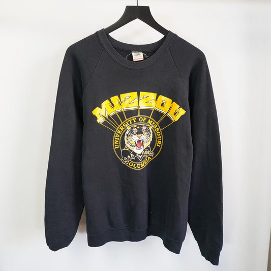 (L) Vintage Missouri Tigers 90s Crewneck Sweatshirt Men's L/XL Black Gold Retro