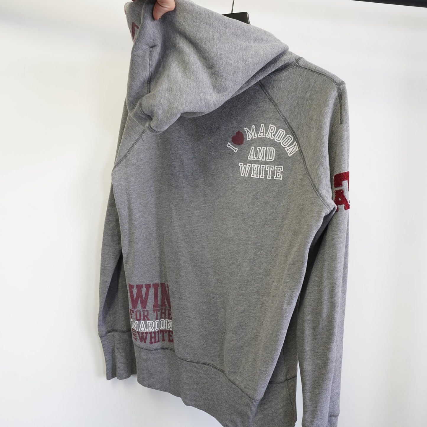 (Women's L) Texas A&M Aggies Pink Victoria's Secret Embroidered Hoodie Women's L Gray ATM