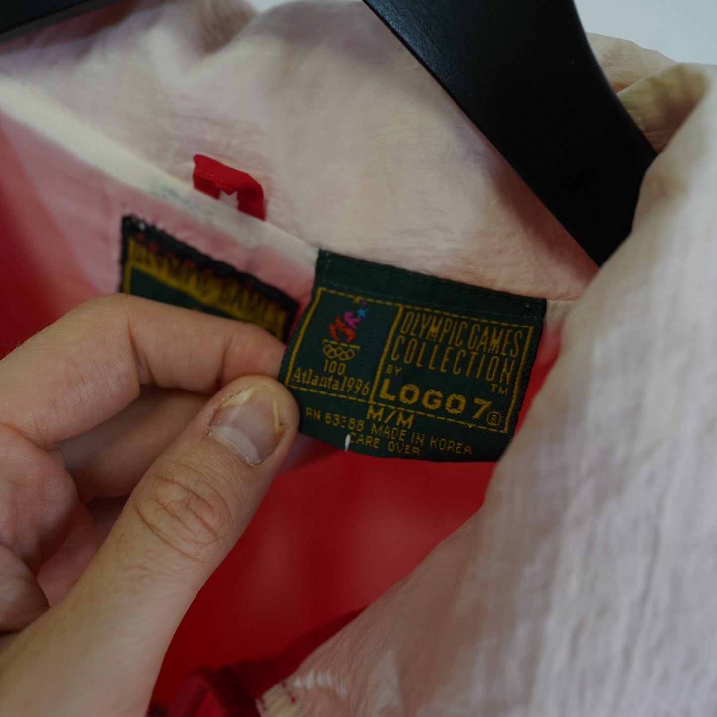 (M) Vintage 1996 Olympic American Flag Atlanta Logo 7 90s Windbreaker Jacket