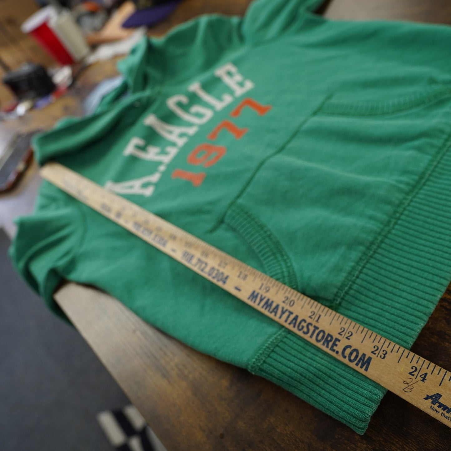 (L) American Eagle Y2K Retro Hoodie Men's L Green 2000s Mallcore Preppy