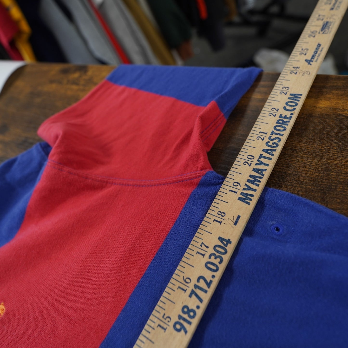 (Youth XL) Vintage Polo Ralph Lauren Striped Rugby LS Polo Shirt Kids Blue Red