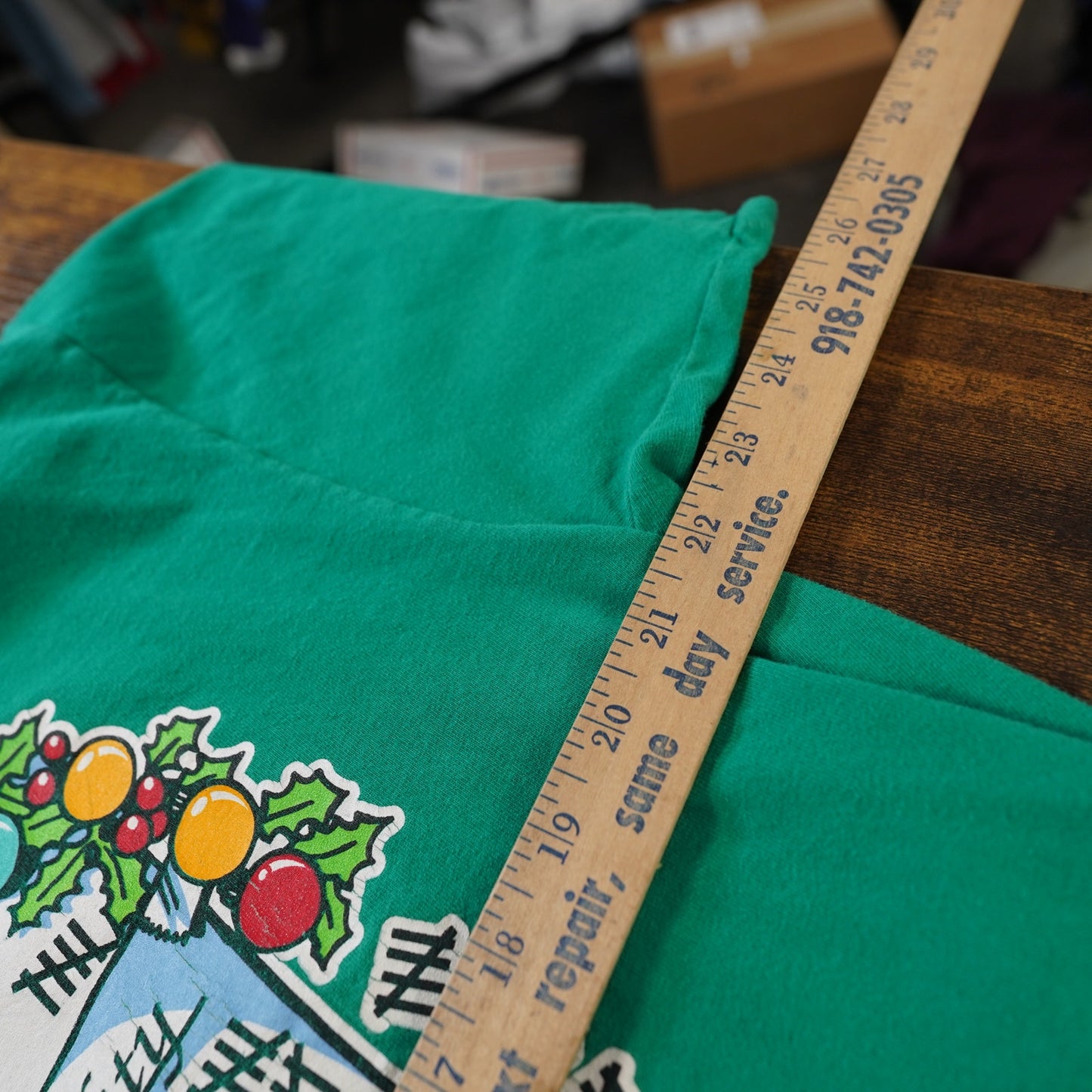 (XL) Vintage Santa Garfield Christmas T-Shirt Men's XL Single Stitch Green Holiday