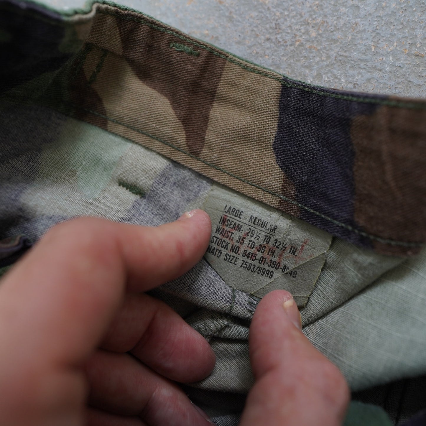 (L) Vintage US Army Cargo Pants Large 36x32 Green Woodland Camo Trousers Ripstop