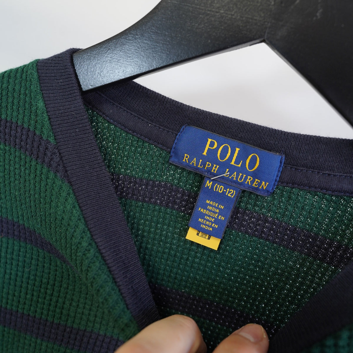 (Boys M) Polo Ralph Lauren Striped Color Block Long Sleeve T-Shirt Boys M 10-12 Green