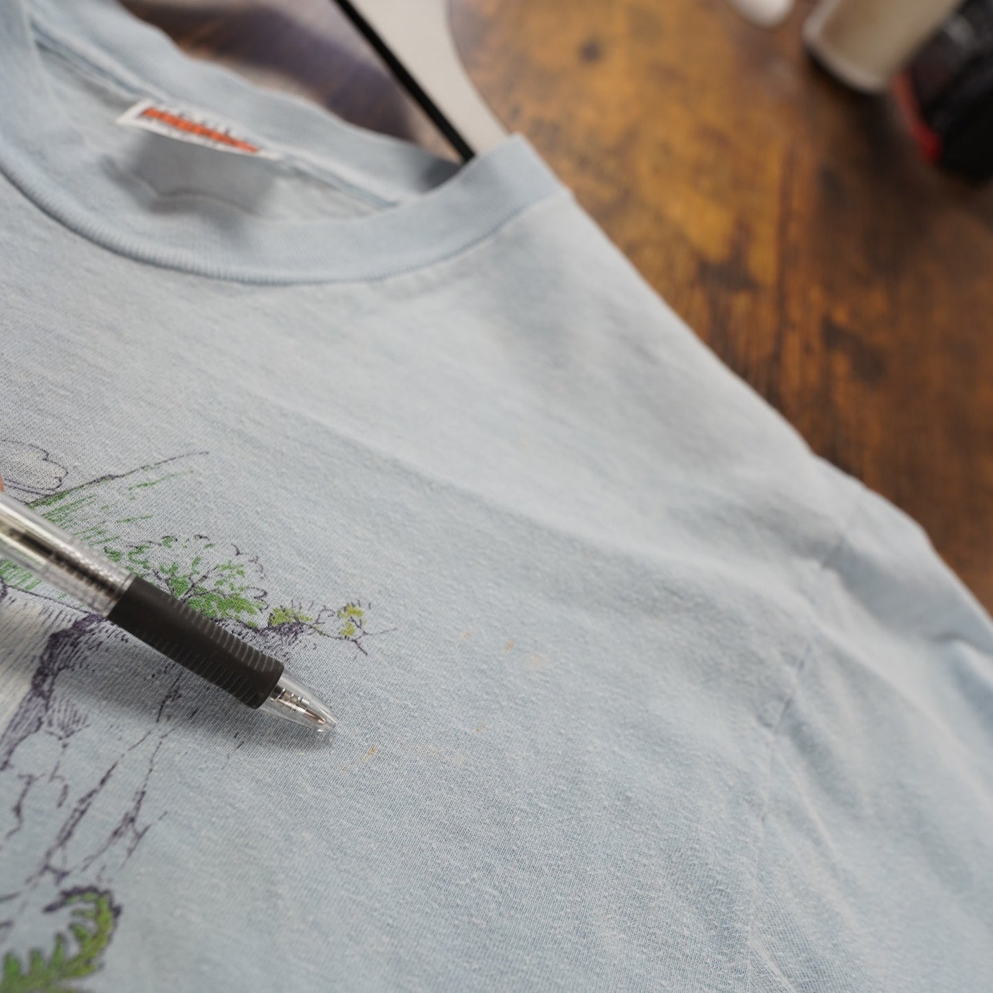 (M) True Vintage Hawaiian Nature T-Shirt 70s Single Stitch Men's M Blue Hanes