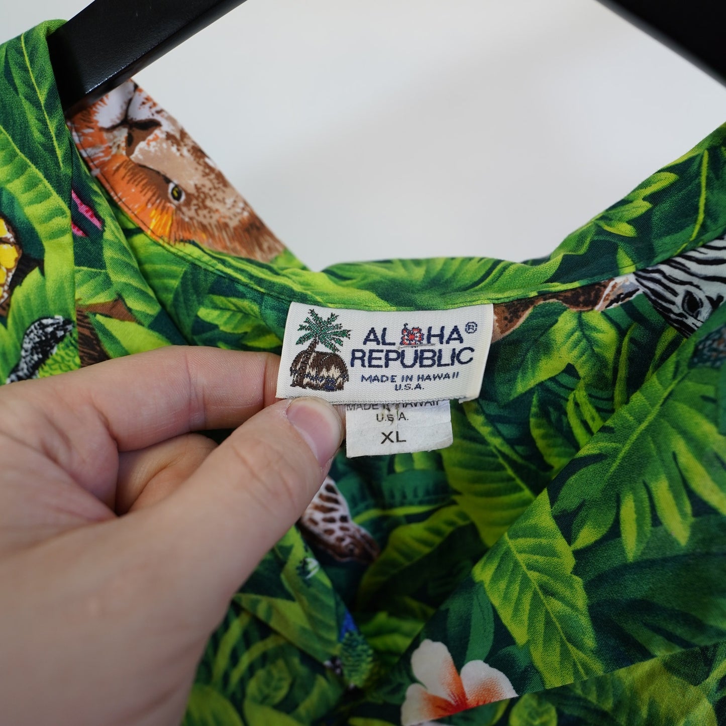 (XL) Vintage Rainforest Aloha Republic Hawaiian Shirt Men's XL Green Nature