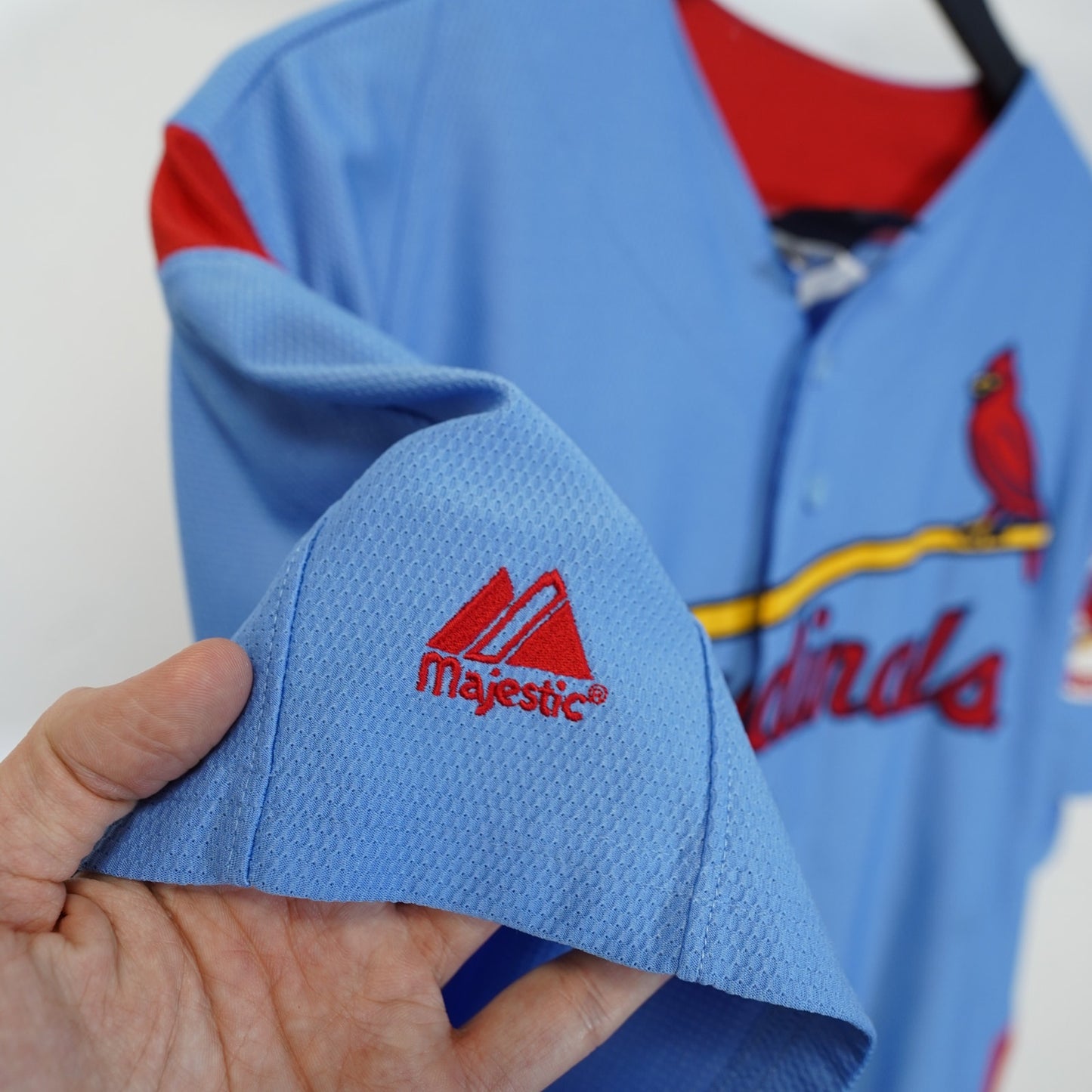(M) St. Louis Cardinals Majestic Stitched Cooperstown Baseball Jersey Men's M Blue