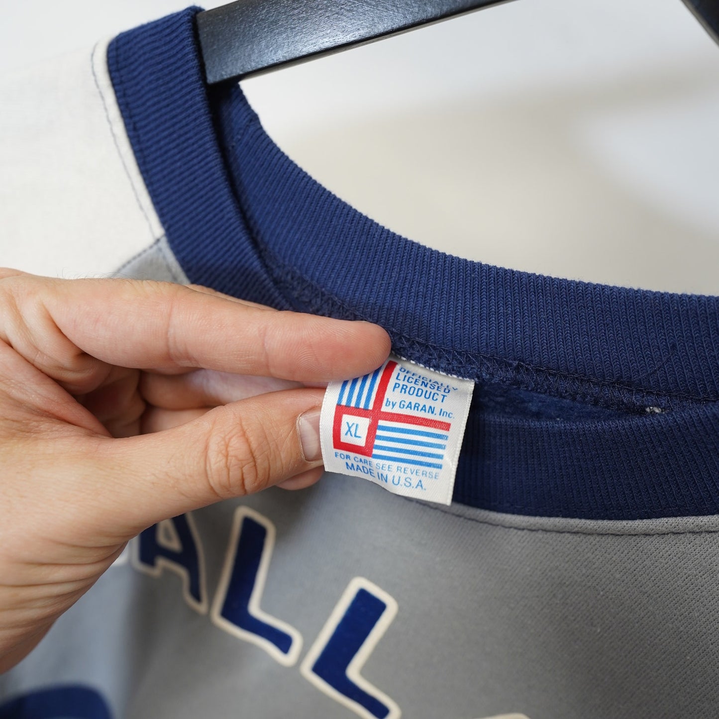 (L) Vintage Dallas Cowboys 1980s All Over Print Sweatshirt Men's L-XL Blue Retro NFL